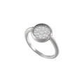 Silver round ring with hollow floral pattern and zircon diamonds on white background - US 5 / Hollow Floral Style (KR54445-KC)