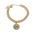Vergoldetes Evil Eye Armband mit blauem Zirkonia und verstellbarer Kette auf weißem Grund - 0477YS-Blaues Zentrum Marquise Böser Blick
