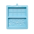 Blue silicone chocolate bar mold with square and geometric diamond texture patterns - Blue