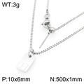 Silver square pendant necklace with letter H engraved on a durable box chain - Silver Letter H Style (KN293674-Z)