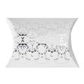 European style white pillow gift box with elegant silver foil floral patterns - Silver Foil Floral Pattern (Naked Box)