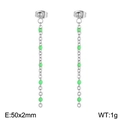 Silberne lange Kettenohrringe mit leuchtend grünen Harzperlen im minimalistischen Stil - Silber Metall Neon Grüne Perlen (KE109142-Z)