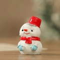 Miniature resin snowman figurine with a red hat and scarf for Christmas decor - Snowman