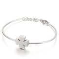 Elegant silver stainless steel clover bracelet with lobster clasp for women - Silver Clover Zircon Style (KB112871-KHY)