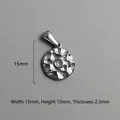 Hammered stainless steel round pendant with clear stone, size 15mm by 2.3mm - Single Gem Hammered Charm (P00079S)