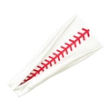 Detailed shot of white elastic sports headband with red baseball stitching pattern - 2# Softball Stripes White