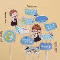 10-piece set of cartoon graduation cake toppers with inspirational slogans for students - Rainbow Graduation No Goodbye 10 Sets