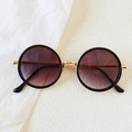 Retro-Rund-Kinder-Sonnenbrille mit schwarz-goldener Fassung und lila Verlaufsgläsern - Schwarzer Rahmen Verlaufs-Lila