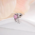 Zilveren kraakbeenpiercing met ster, maan en roze zirkoon en handige schroefsluiting - Maan Ster (A795-2) / Roze (Per stuk)