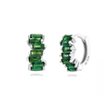925 silver hoop earrings featuring emerald green rectangular cubic zirconia stones - Silver with Green Baguette Zircon Hoop (Silver Earring Post)