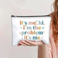 White canvas makeup bag with colorful Taylor Swift lyrics print and metal zipper - Taylor Swift Anti-Hero Lyrics Style (jiayingpbb0142)