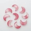 Translucent pink crescent moon glass charms with subtle glitter for DIY jewelry making - Red White Gradient