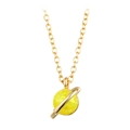 Minimalist golden planet necklace featuring a yellow opal pendant with shimmering details - Gold-Yellow Opal