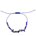 Pulsera bohemia de cristal natural azul con cuentas facetadas y cordón trenzado ajustable - Azul