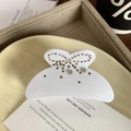 Haarklammer in Schmetterlingsform Weiß mit glitzernden Strasssteinen für Damen - 7cm / Weiß