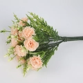 Bouquet d'œillets artificiels rose orangé avec feuilles vertes pour déco de table - Rose Clair