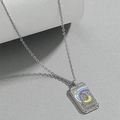 Detailed relief of Tarot Lovers pendant with crescent moon and enamel rainbow stars - Silver Empress