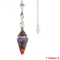 Detailed close-up of 7 Chakra resin pendant with layered natural stones and silver cap - 7 Color Stone Ancient Silver