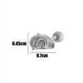 Silver steel cartilage stud with cubic zirconia in moon shape, 0.45cm by 0.7cm - 4# Irregular Inlaid (HSPJ093-4) / Silver