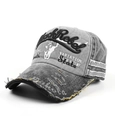 Vintage washed charcoal baseball cap with Black Rebel embroidery and distressed brim - Adjustable / Dark Grey