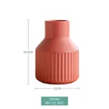 Matte red ceramic vase with vertical ribbed texture, 15.4cm height, Nordic decor style - Medium / Matte Red