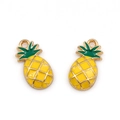 Mini yellow pineapple alloy fruit pendant with gold edges for DIY jewelry making - Pineapple