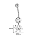 Silver titanium navel ring with crystal clover pendant and detailed measurements - Silver Bowknot Pendant Style (T2530-3#Silver)