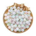 10mm frosted glass beads in translucent white blue and purple mix for DIY crafts - 50Pcs/10mm / Cracked Opal Style Bead - Pink Green