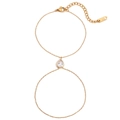 Double-layer 18K gold-plated slave bracelet with white pear-cut zircon and K18 tag - Double Layer Waterdrop Zircon Slave Style (Gold) / Gold