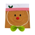 Κάλυμμα καρέκλας Gingerbread Man από καφέ βελούδινο ύφασμα με γιορτινό πράσινο φιόγκο - Ανδρικό Στυλ (Πράσινος Φιόγκος)