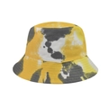 Détail d'un bob en coton tie-dye jaune et noir avec des coutures de haute qualité - M (56-58cm) / Jaune Tie-Dye