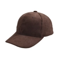 Detailed view of the dark brown corduroy texture and 6-panel design on the baseball cap - One Size Adjustable / Adult / Coffee