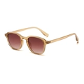 Retro bernsteingelbe transparente Sonnenbrille mit braunen Verlaufgläsern für Damen - Transparenter Teerahmen Doppelbraune Gläser