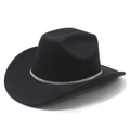 Chapeau de cow-boy noir classique avec bande de strass argentés sur fond blanc - M (56-58cm) / Noir