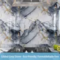 Self-adhesive oil-proof kitchen wallpaper with golden grey marble texture and heat resistance - Gilded Gray Stone