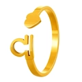 Adjustable gold zodiac ring with heart and omega symbols in polished finish - Adjustable Open / Libra / Gold