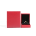 Red textured leatherette jewelry box with a gold diamond ring inside a black velvet lining - Pendant Box / Red Exterior Black Interior