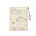 Short cream yellow leather wallet featuring cute rabbit prints and a bow chain charm - Yellow