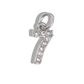 Number 7 silver pendant charm with white rhinestones and secure closure loop - Number 7 / Silver