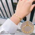 Pulsera de acero de titanio con lentejuelas ovales, 15,5+3cm, peso 2,5g para mujer - Dorado