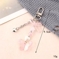 Llavero de acrílico rosa con lazo, colgantes de corazón y estrella para bolsos, mide 9,5 cm - Colgante de Mariposa de Acrílico Rosa