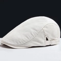 Gorra plana de pana blanco crema ajustable para hombre y mujer en estilo vintage de otoño - Ajustable (55-59cm) / Blanco