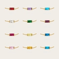 Golden stainless steel necklaces featuring 12 different colorful CZ birthstone pendants - January Bracelet - Red