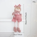 Pink telescopic Christmas standing doll plush with antlers and size labels, 50cm tall - Pink Long Leg Hanging Boy