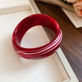 Artistic dark red marble texture acrylic wide cuff bracelet with elegant resin finish - Rose Red