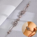 Retro punk skull bracelet in antique silver finish with detailed skeleton bone links - Double Skull Punk Bracelet (10813) / Antique Silver