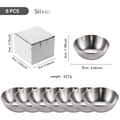 8-piece set of silver stainless steel dipping bowls with a white storage box - Original Large 8PCS