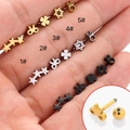316L stainless steel stud earrings in star and clover shapes with screw-on ball back - 4#-Hexagram / Gold
