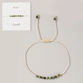Handmade adjustable cord bracelet with emerald beads for May birthstone gift - May-Emerald (Card Pack)