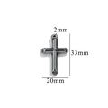 Dark grey stainless steel cross pendant with a polished metallic finish and 2mm top loop - Style 23